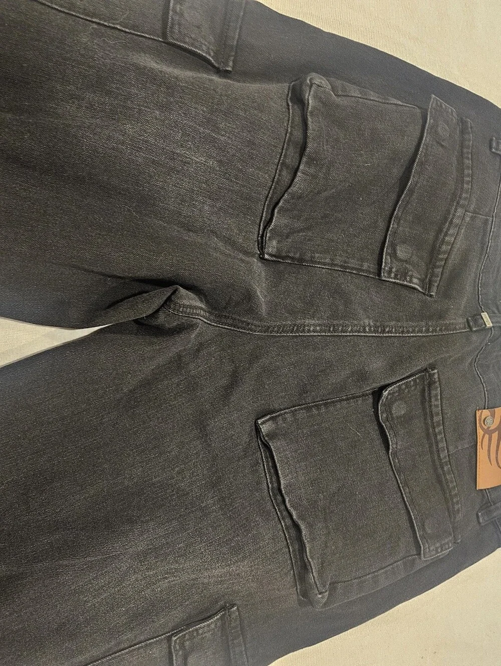 NWT YoungLA Mens Spring Cargo Black Jeans Size L Waist 36